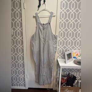 NWT XXL Now + Gen/Sonoma Blue and White Striped Overalls with Zippered Front